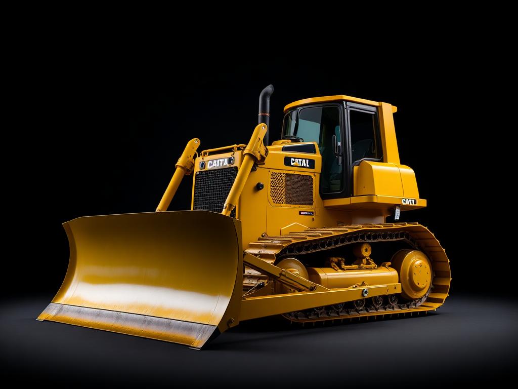 Crawler bulldozer pushing earth