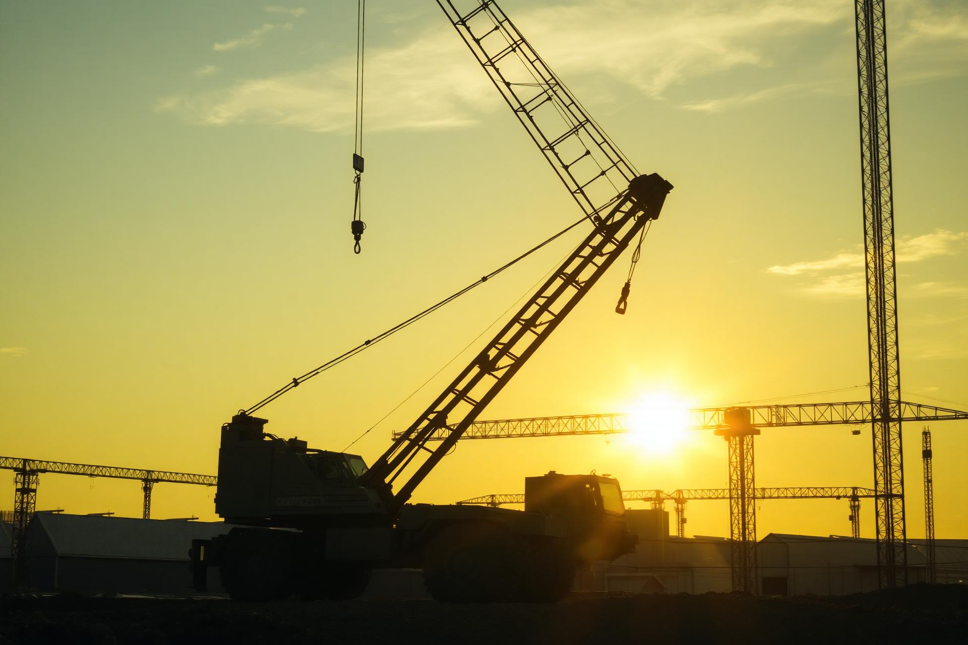 Rough terrain crane on a job site